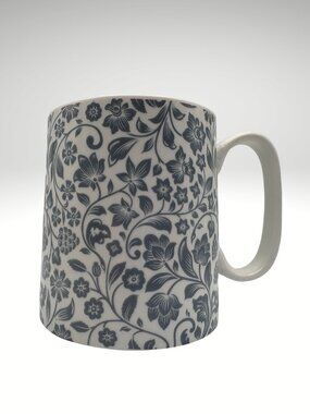 FRAÎCHE English Country Blue Grey Floral Porcelain Coffee Mug (SKU:016MG)